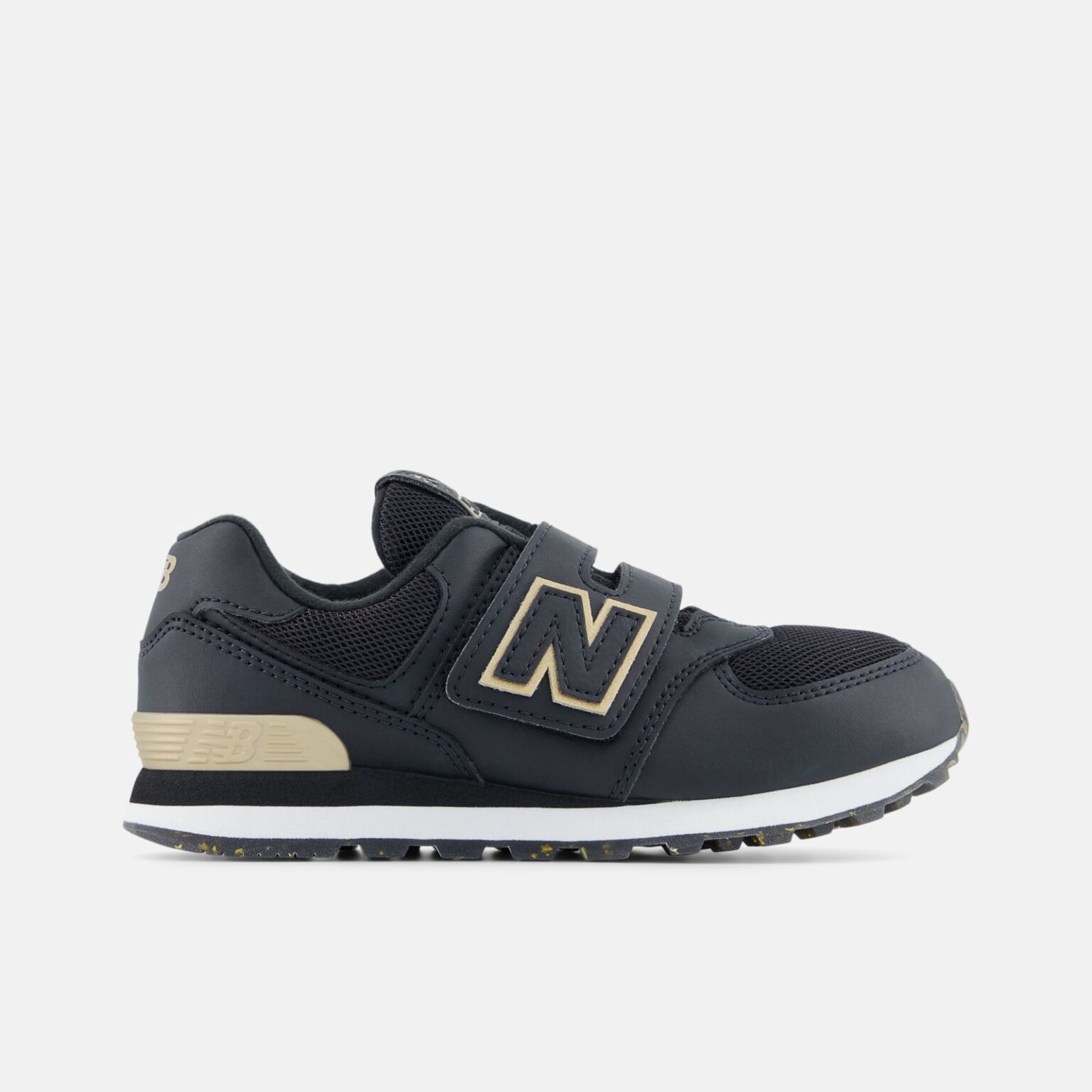 Zapatillas New Balance 574 Kids Negro Dorado Velcro